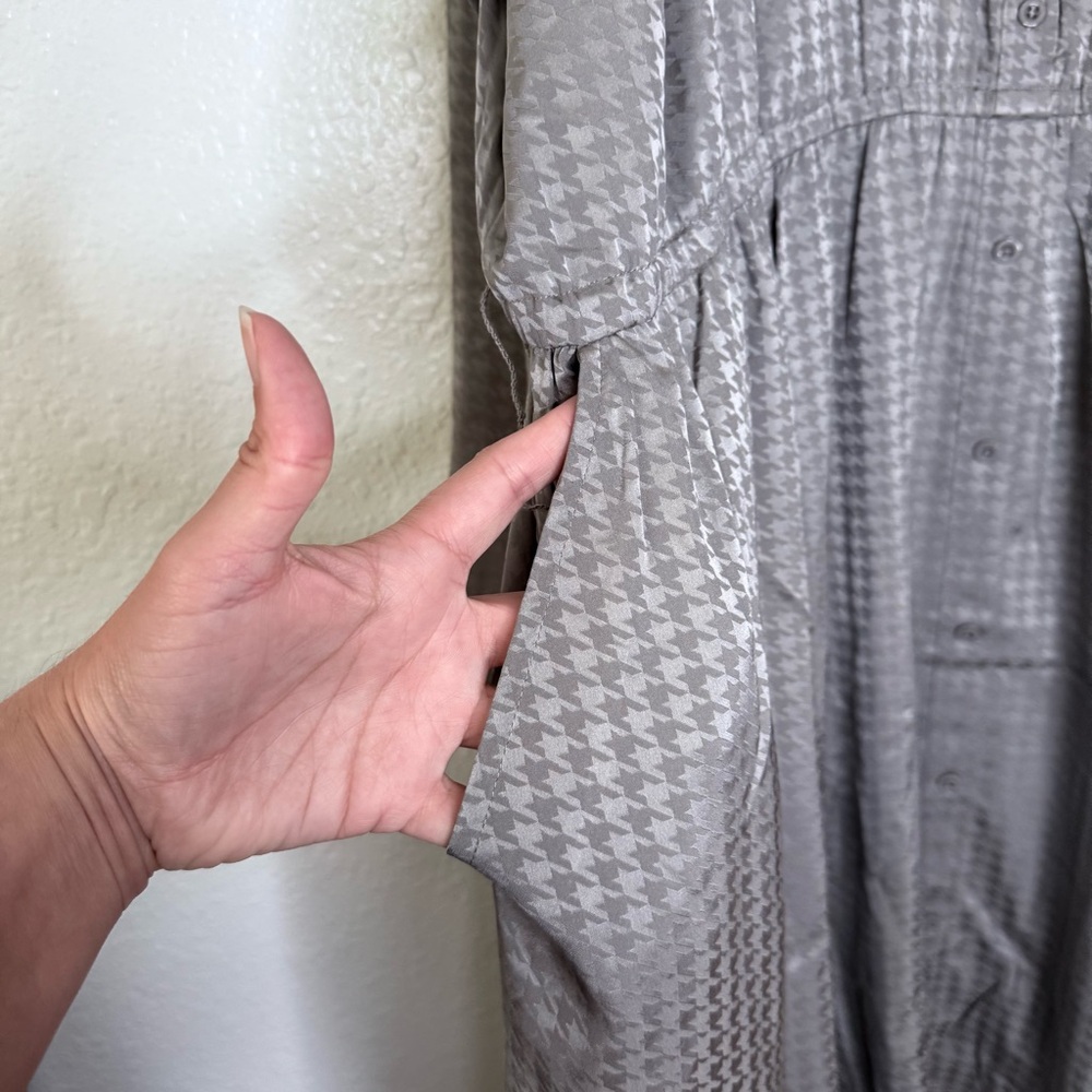 🍓 Torrid At The Knee Jaquard Houndstooth Woven Gray Collared Shirtdress Size 6X - Picture 5 of 8